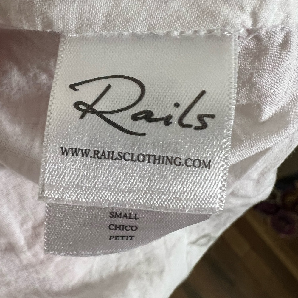 Rails Layla White Eyelet Dress Tiered Boho Mini Cotton Small - Picture 8 of 10